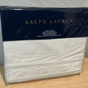 Ralph Lauren Katrine Queen Embroidered Off White Flat Sheet